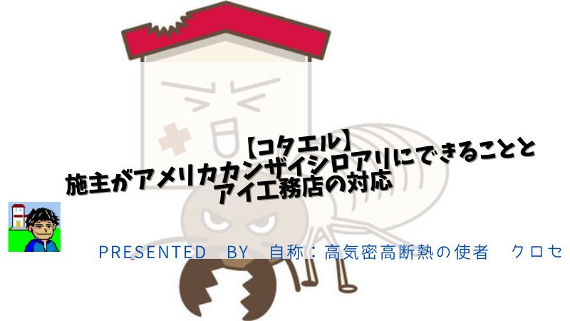 【コタエル】施主がアメリカカンザイシロアリにできることとアイ工務店の対応